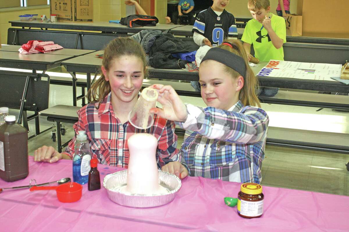   Sixth graders Katelyn Arntz and Isabel Learman are contestants in this year’s annual Harbor Beach Science Fair for grades 4-8. 