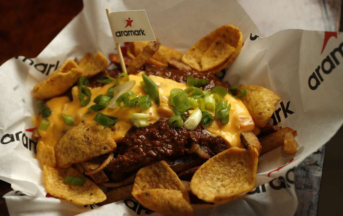 The Frito Pie Stak from the Budweiser Brew House, on display as the Astros unveiled the Minute Maid Park menu highlights, Wednesday, March 29, 2017, in Houston. ( Karen Warren / Houston Chronicle )