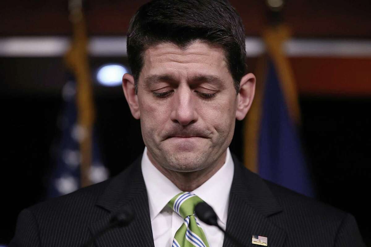 House Speaker Paul Ryan addresses the media after the healthcare bill was pulled from the House floor. A reader reminds voters that both Ryan and Donald Trump promised to repeal and replace Obamacare during the presidential campaign.