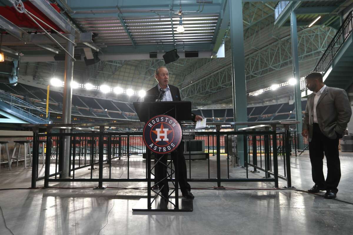 PHOTOS: Strangest things to happen at an Astros game at Minute Maid Park Houston Astros owner Jim Crane speaks during the tour of the new center field at Minute Maid Park, Wednesday, March 29, 2017, in Houston. ( Karen Warren / Houston Chronicle )