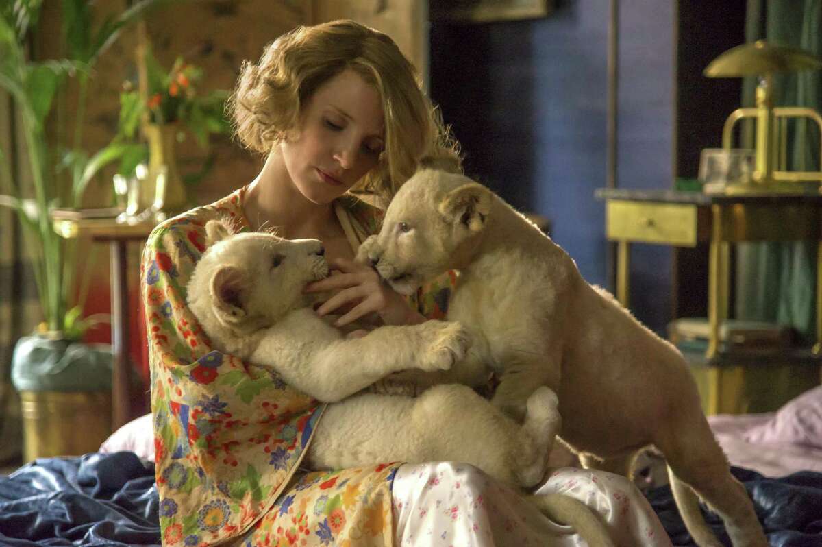 Jessica Chastain portrays Antonina Zabinski, who helped shield Jews fleeing the Warsaw ghetto, in “The Zookeeper’s Wife.”