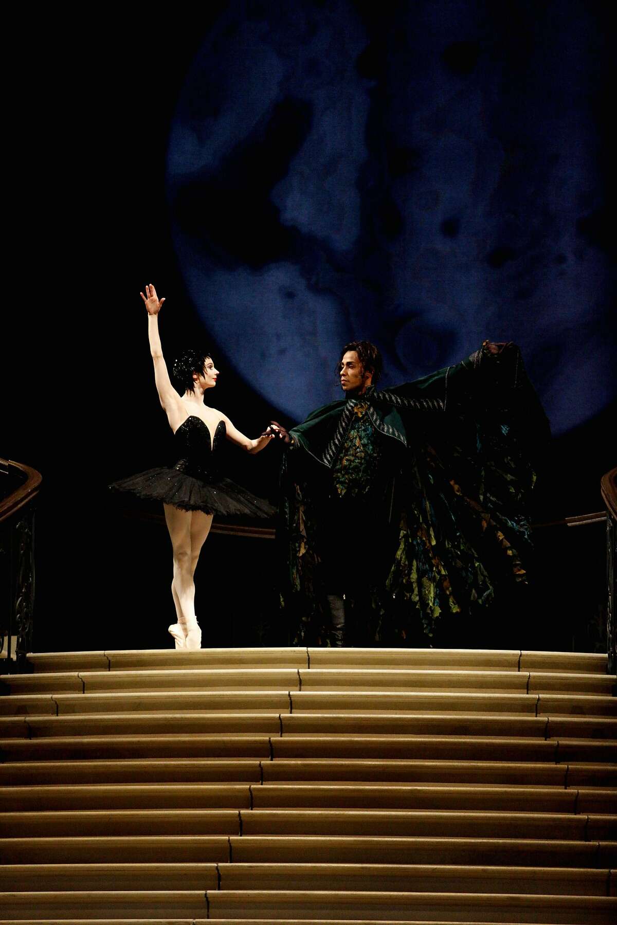 Maria Kochetkova, left, and Daniel Deivison-Oliveira perform during a dress rehearsal of Sawn Lake in the War Memorial Opera House on Thursday, March 30, 2017, in San Francisco, Calif.