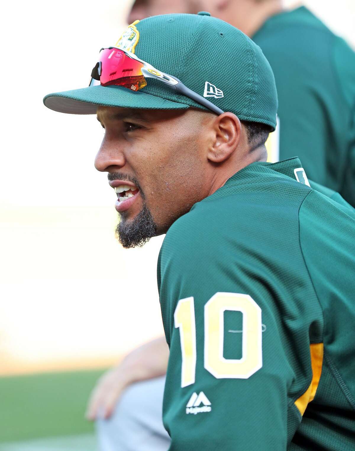 Oakland Athletics' Marcus Semien before playing San Francisco Giants during Bay Bridge Series at AT&T Park in San Francisco, Calif., on Thursday, March 30, 2017.