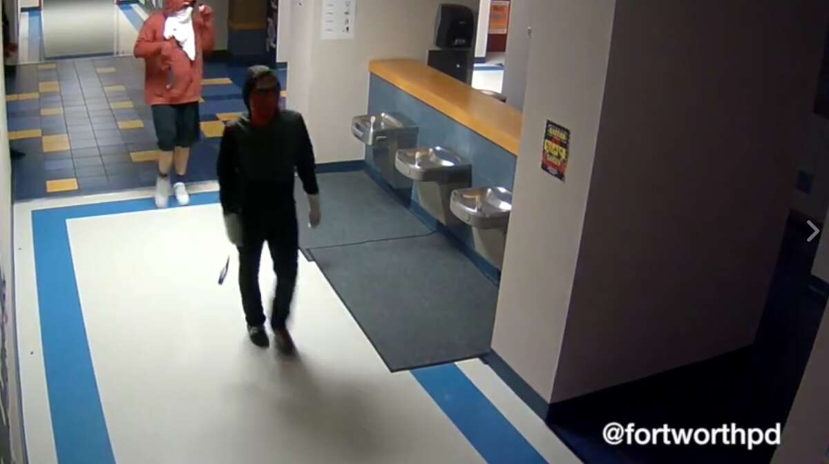 The Fort Worth Police Department is searching for three possibly middle or high school aged boys who were caught on surveillance footage breaking into an elementary school on March 27, 2017, they said on Facebook.