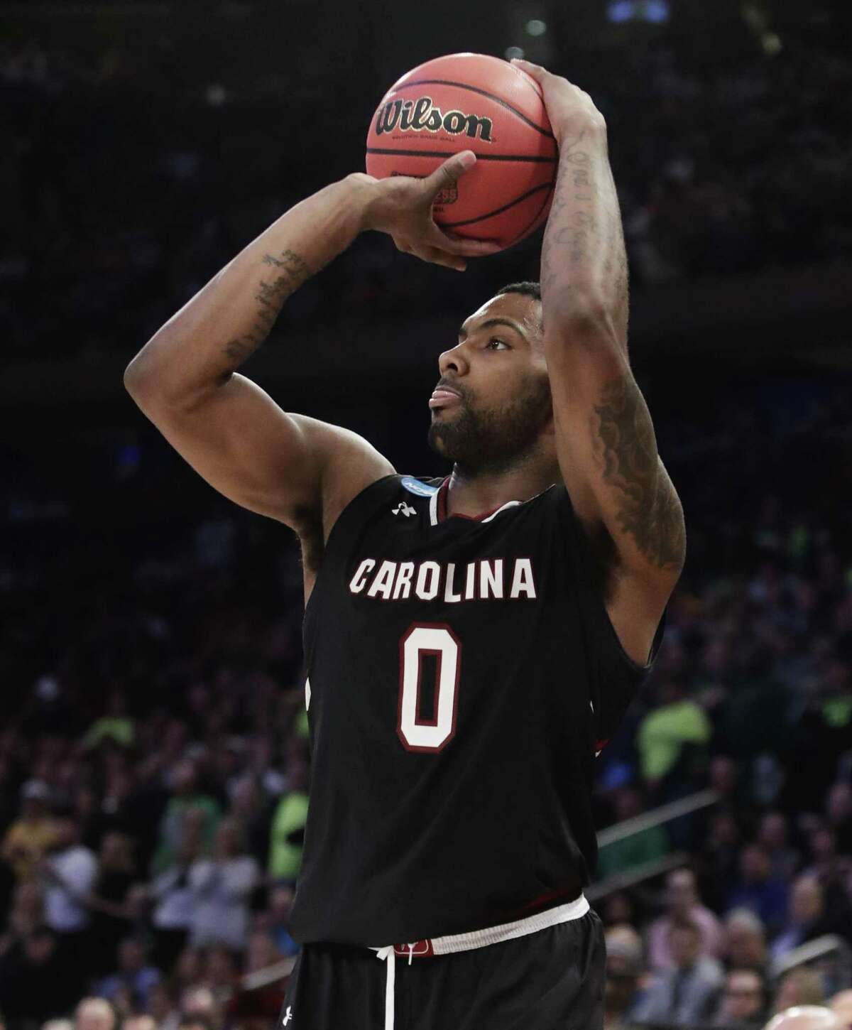 South Carolina guard Sindarius Thornwell puts up a shot against Baylor in the second half of an East Regional semifinal game of the NCAA Tournament on March 24, 2017, in New York.