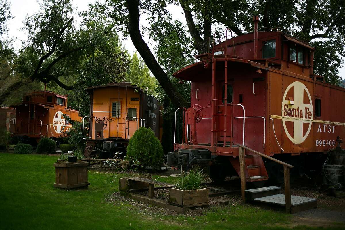 Railroad Caboose Bed and Breakfast in Upper Lake has nine themed, vintage railroad cabooses for visitors to stay in.