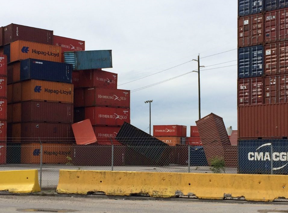 Tornado aftermath photo shows Houston shipping containers tossed around