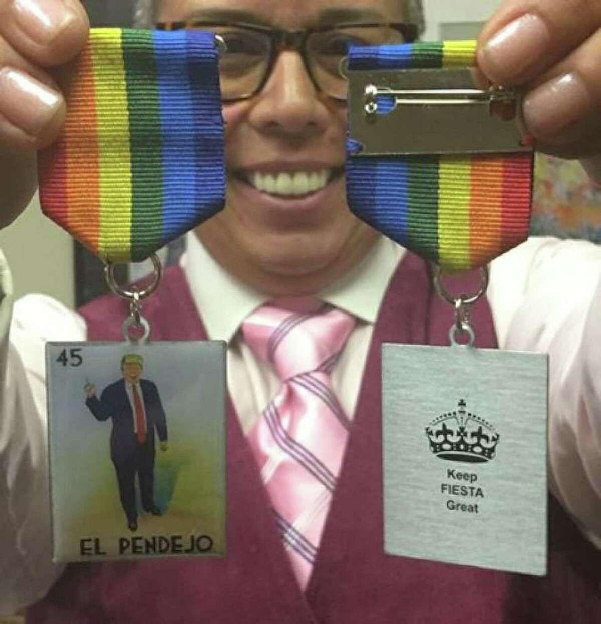 Lotería fun is definitely in the cards during Fiesta. Take San Antonio attorney Rosie Gonzalez and her lotería-inspired "El Pendejo" Fiesta medal, a spoof of President Donald Trump. Gonzalez sold out of her first 500 medals in 48 hours, and already has the next 2,500 spoken for. Part of Gonzalez’s Trump medal sales benefit the Children’s Protection Room at Bexar County Children’s Court and the PEARLS program for teen girls.