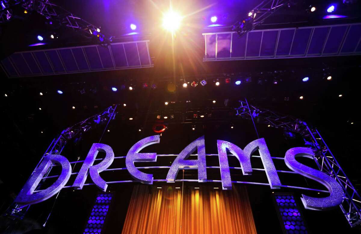 The cast of "Dreamgirls" entertains guests at the musical-themed TUTS gala at the Hobby Center for the Performing Arts.