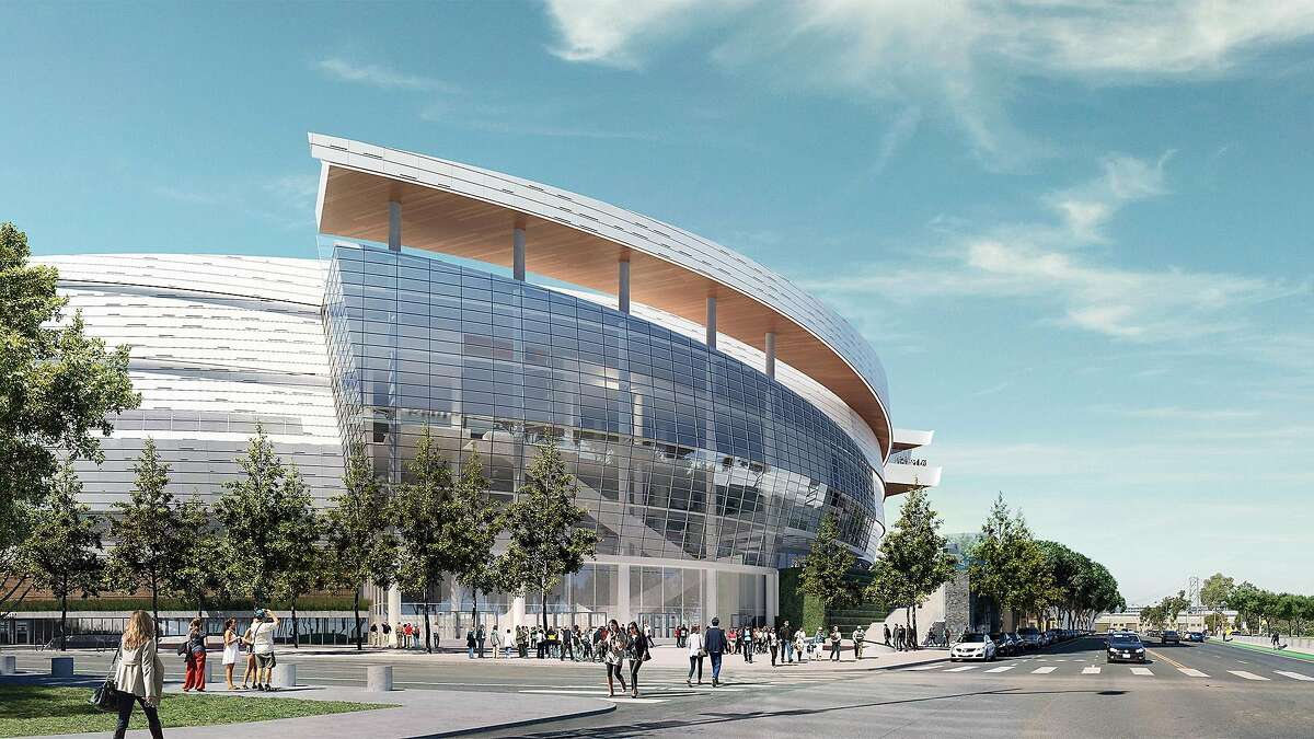 The Chase Center, located in the Mission Bay district of San Francisco, will be the future home of the Golden State Warriors. The 18,000 seat arena will also host entertainment events. These computer-generated renderings show an approximation of how the finished arena will look. It's expected to be completed in 2019.