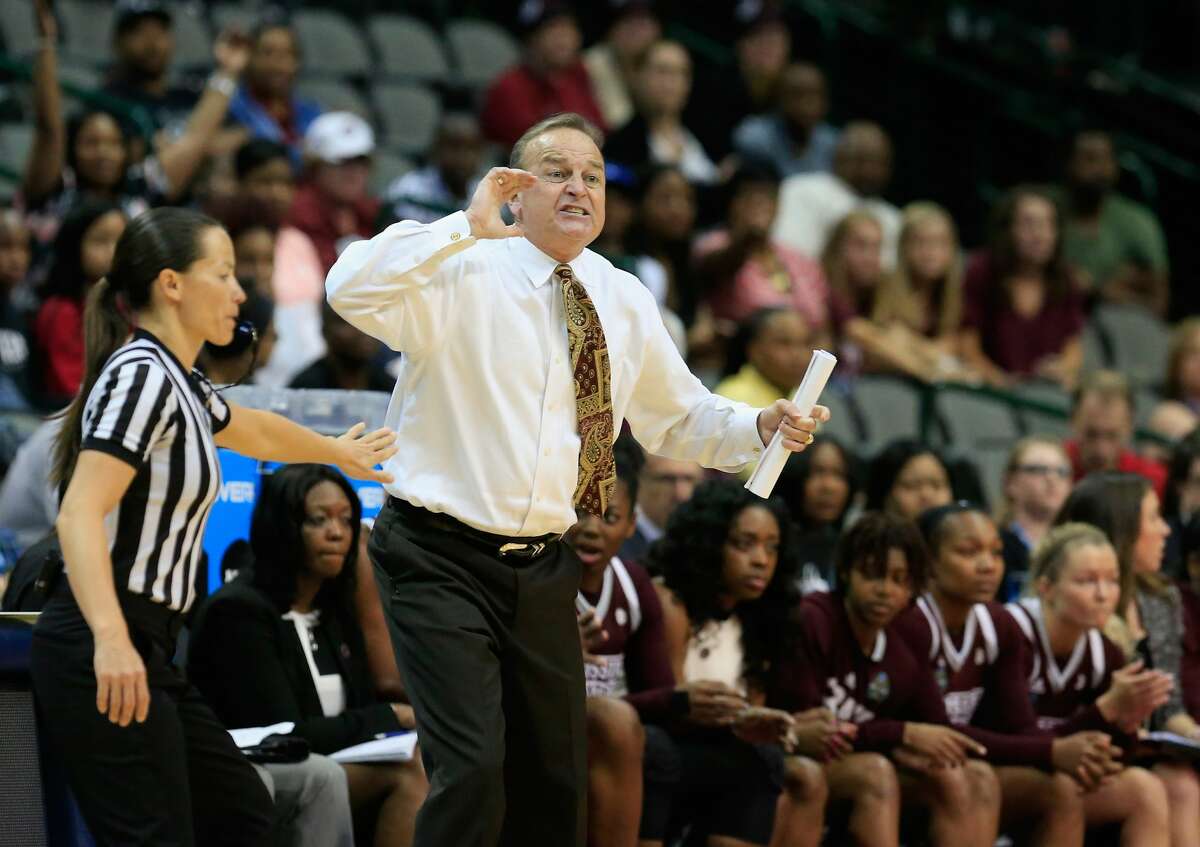 DALLAS, TX - MARCH 31: Head coach Vic Schaefer of the Mississippi State Lady Bulldogs reacts in the second half against the Connecticut Huskies during the semifinal round of the 2017 NCAA Women's Final Four at American Airlines Center on March 31, 2017 in Dallas, Texas. The Mississippi State Lady Bulldogs won 66-64 in overtime. (Photo by Ron Jenkins/Getty Images)
