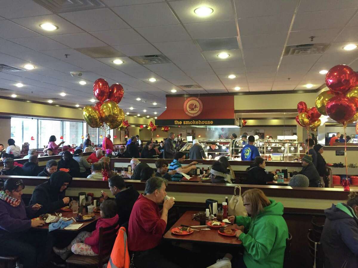 A packed house during the opening of Golden Corral in Milford