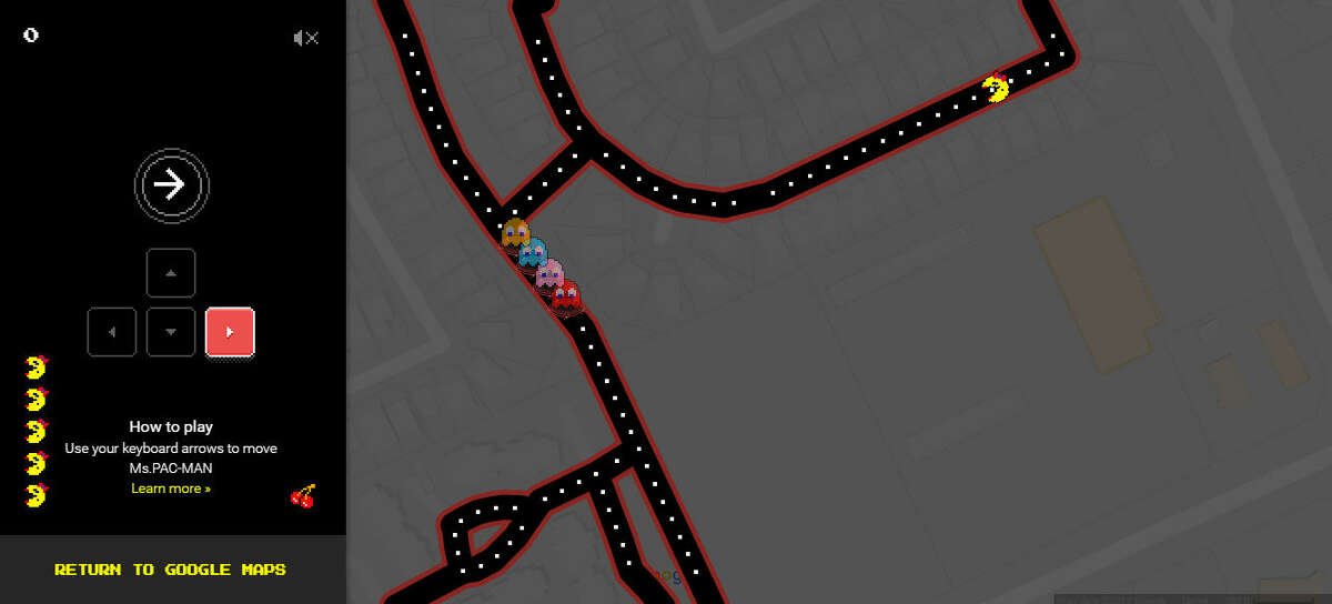 Google Maps: The GPS tool has turned the streets into a game on MS. PAC-MAN. You can play on both mobile and desktop.