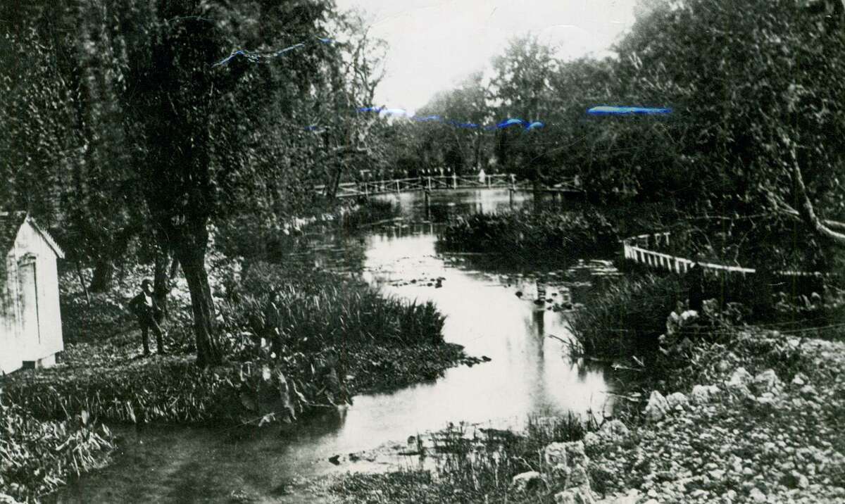 San Pedro Springs, circa 1869. The cool, clear waters of San Pedro Springs have nourished this community for thousands of years. When flowing vigorously, the springs fed a variety of plant life, including water lilies.