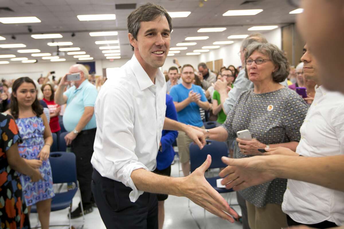 Rep. Beto O'Rourke, D-Texas, greets supporters during a campaign stop in his bid for a U.S. Senate seat on Sunday, April 2, 2017, in Houston. The little-known El Paso congressman, 44, announced Friday that he is challenging incumbent Sen. Ted Cruz, R-Texas, in 2018, in an uphill battle in a state that has no elected a Democrat statewide since 1994. ( Brett Coomer / Houston Chronicle )