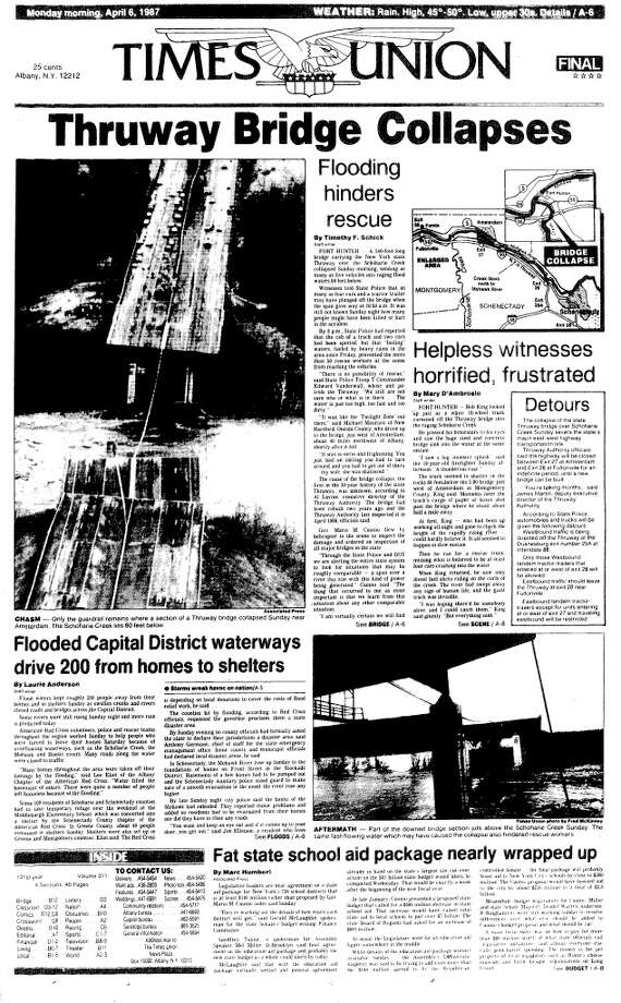 30 years ago Bridge collapse kills 10 Times Union