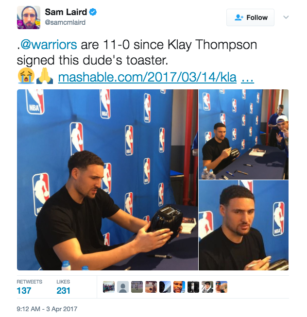 Fan with toaster signed by Klay Thompson invited to Warriors' Parade -  Sports Illustrated