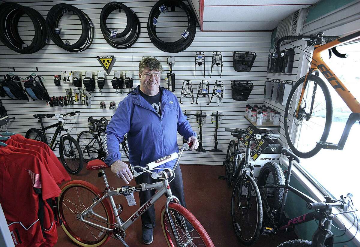 Ken Alder is the owner of Bike Shop Ken on Sugar Hollow Road in Danbury. Photo Monday, April 3, 2017.