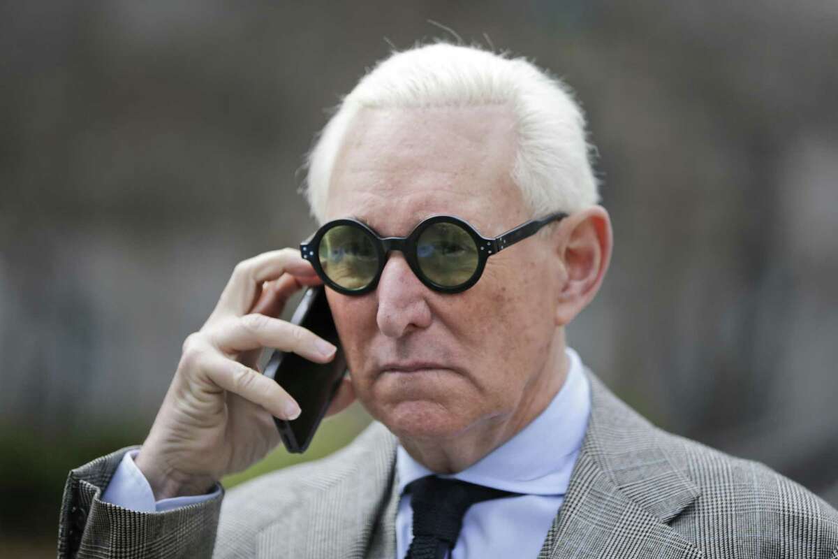 Roger Stone leaves court in New York, Thursday, March 30, 2017.