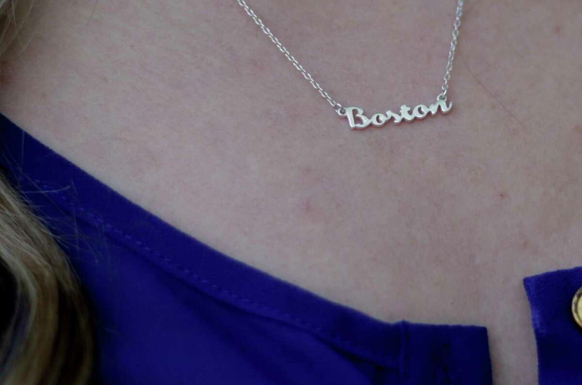 Rebekah Gregory, a Boston Marathon bombin victim, wears a necklace given to her at all time. Photographed in her home on Monday, March 27, 2017, in Fulshear. ( Elizabeth Conley / Houston Chronicle )