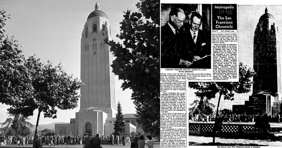 1941年，《纪事报》曾报道过斯坦福大学校园里的胡佛塔。