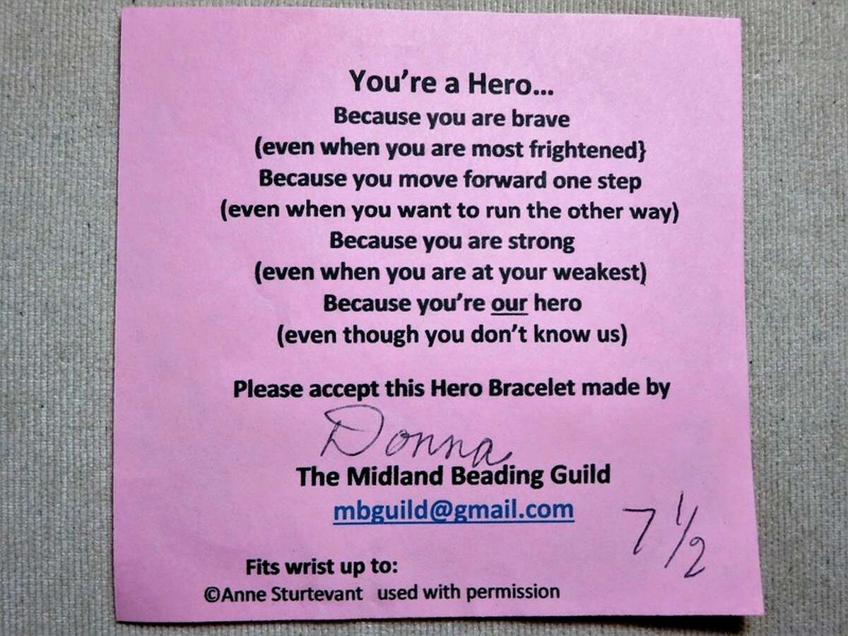A note is enclosed with each Hero Bracelet.