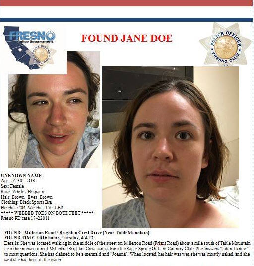 Woman claiming to be mermaid has been identified by Fresno police