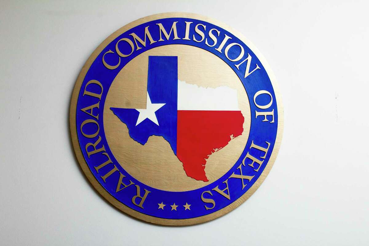 The Texas Railroad Commission's logo at its headquarters in Austin. (Chronicle File Photo)