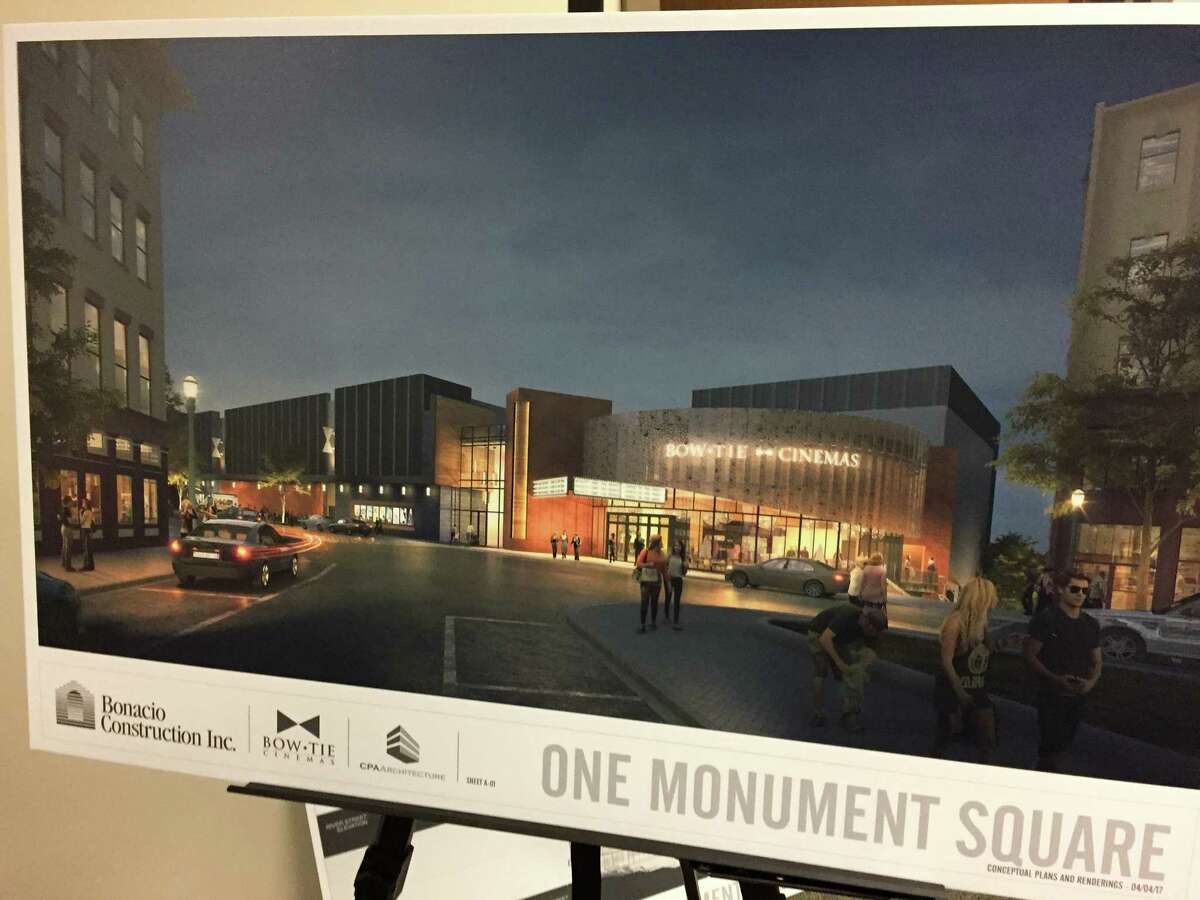 Renderings of the development plans at Monument Square in Troy introduced April 5, 2017. (Kenneth C. Crowe II / Times Union)
