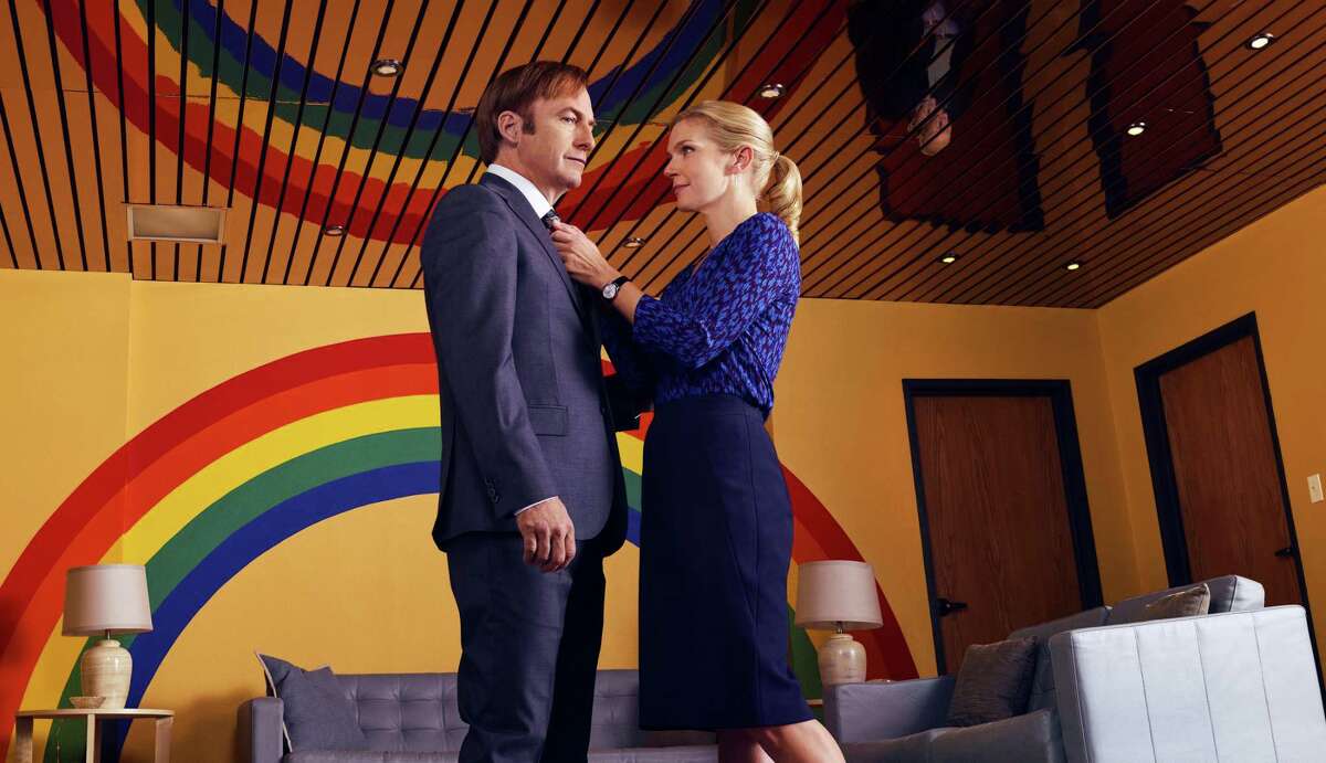 Jimmy and Kim (Rhea Seehorn), his office partner and love interest, share a tender moment on AMC’s “Better Call Saul.”
