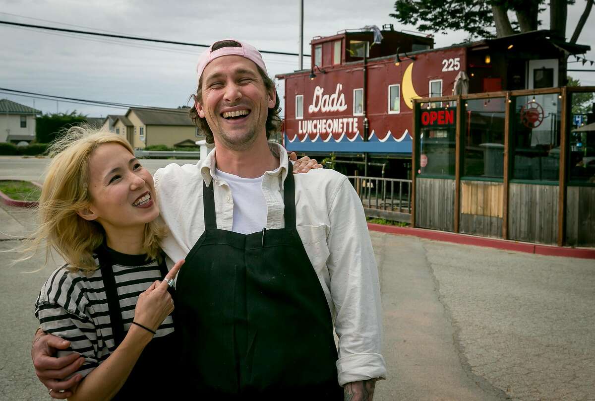 Chef Scott Clark with his wife Alexis Liu at Dad's Luncheonette in Half Moon Bay, Calif., are seen on April 6th, 2017.