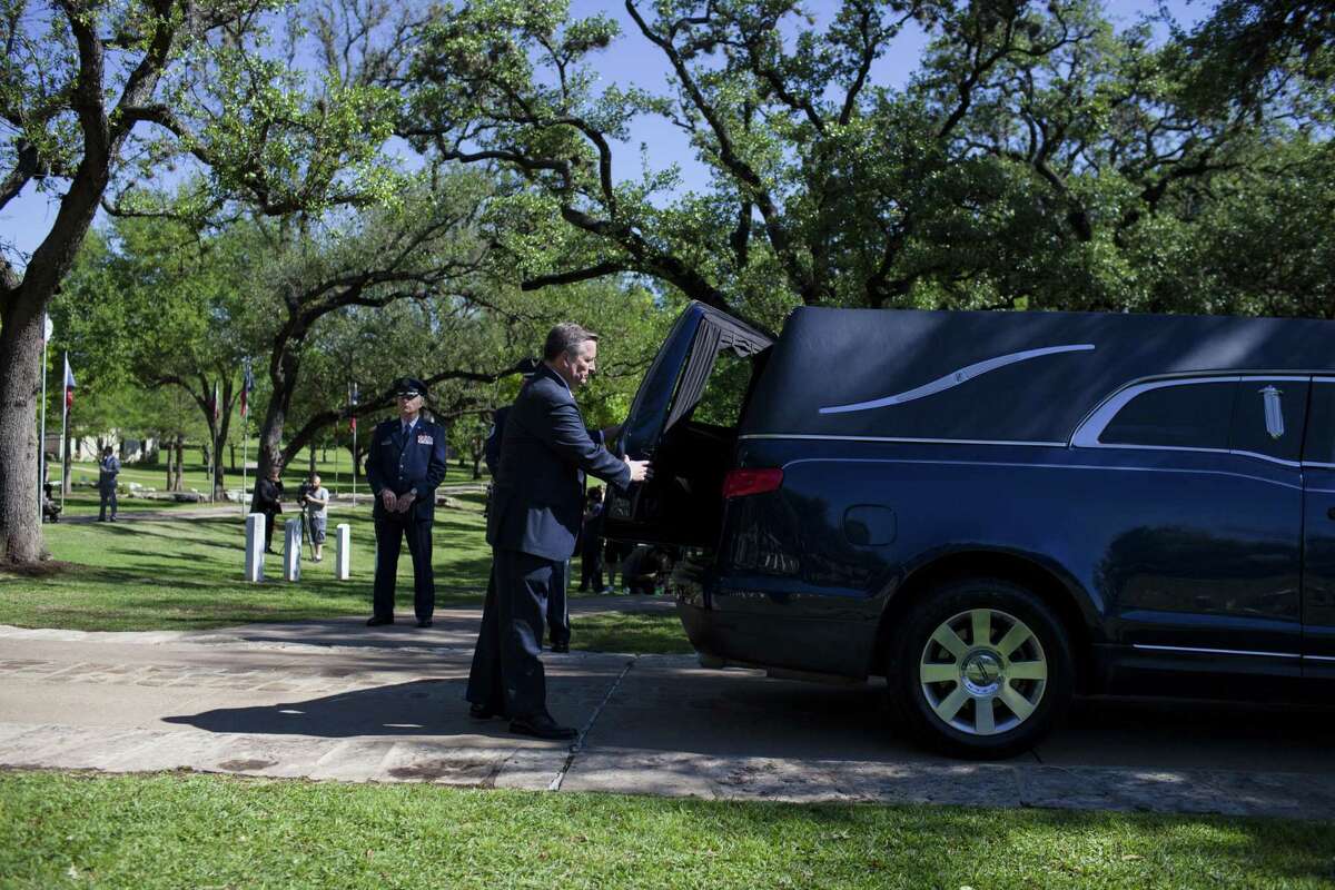 Capt. Robert Russell Barnett, KIA in Vietnam, received full military honors during his funeral at the Texas State Cemetery in Austin, TX on Friday, April 7, 2017. Barnett, from San Antonio, served during the Vietnam War in the Air Force from 1956 until his plane was shot down by Laotian and North Vietnamese fighters on April 7, 1966. At that time, his remains were not recovered and he was declared Killed in Action. In 2014 and 2015 The National League of POW/MIA Families assisted with excavations of the crash site. Scientists from the U.S. Defense POW/MIA Accounting Agency used dental records to positively identify his body. (Photo by Katie Hayes Luke)