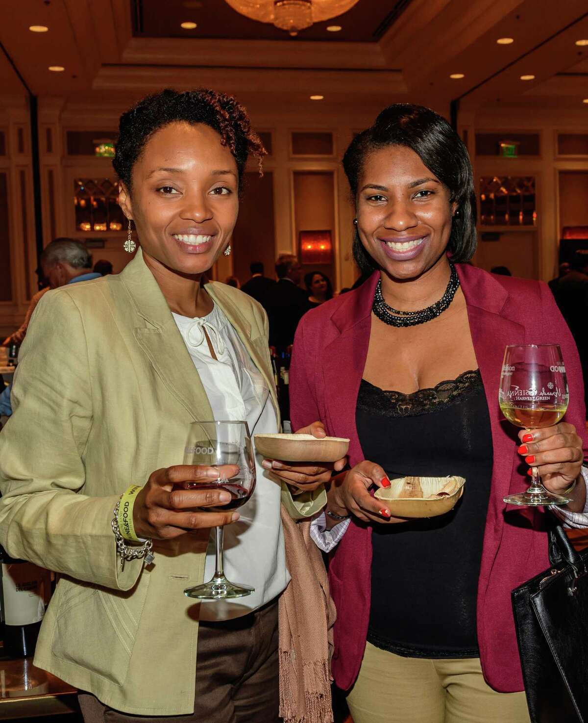 Nona King and Sheridan Labbe enjoy the Sugar Land Wine & Food Affair's Grand Tasting held in the Sugar Land Marriott ballroom, 04/07/17.