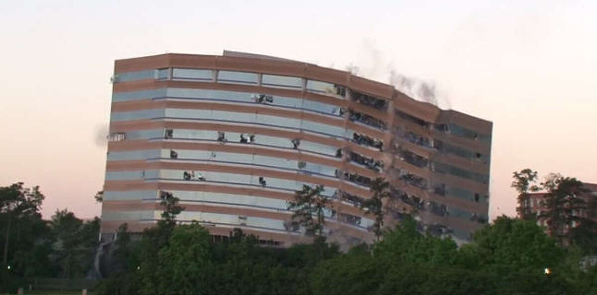 Watch this Woodlands office building crumble in fabulous controlled