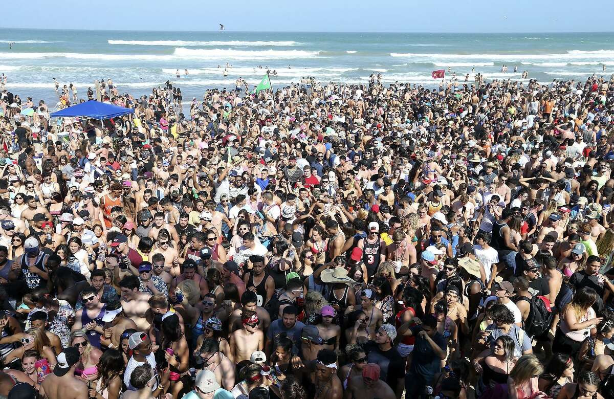 Spring Breakers party Sunday March 13, 2016 at Clayton?’s Beach Bar on South Padre Island, Tx.