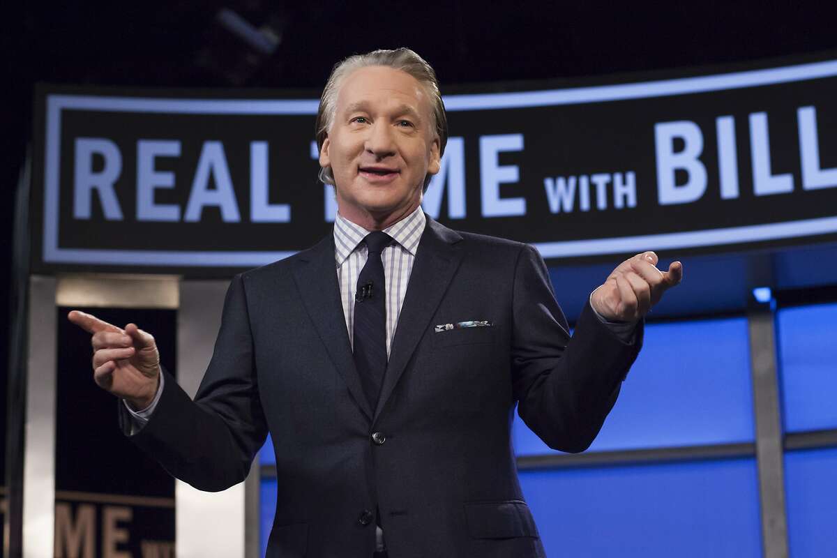 This April 8, 2016 photo released by HBO shows Bill Maher, host of "Real Time with Bill Maher," during a broadcast of the show in Los Angeles. Controversial Breitbart editor Milo Yiannopoulos will join Maher on his political talk show on Friday, Feb. 17. (Janet Van Ham/HBO via AP)