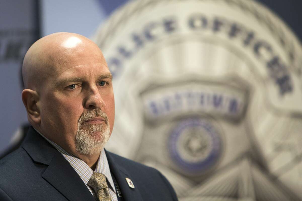 Lt. Steve Dorris, of the Baytown Police Department, announces that the suspect in the murder of Assistant Chief Deputy Clint Greenwood was William Francis Kenny on during a news conference on Monday, April 10, 2017, in Baytown. Dorris said that Kenny, 64, killed himself outside Ben Taub Hospital last Tuesday, the day after he allegedly killed Greenwood. ( Brett Coomer / Houston Chronicle )