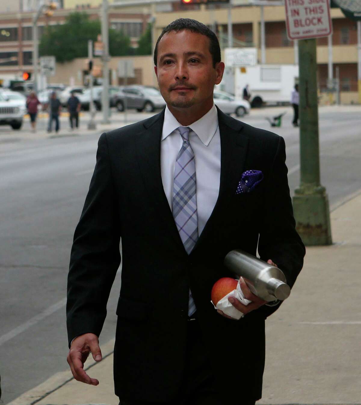 San Antonio oil and gas businessman Brian Alfaro lost his bid to overturn an a $8 million court judgment against him and his companies. Alfaro his pictured in April 2017 heading to U.S. Bankruptcy Court for a trial on a lawsuit brought by investors who alleged Alfaro defrauded them.