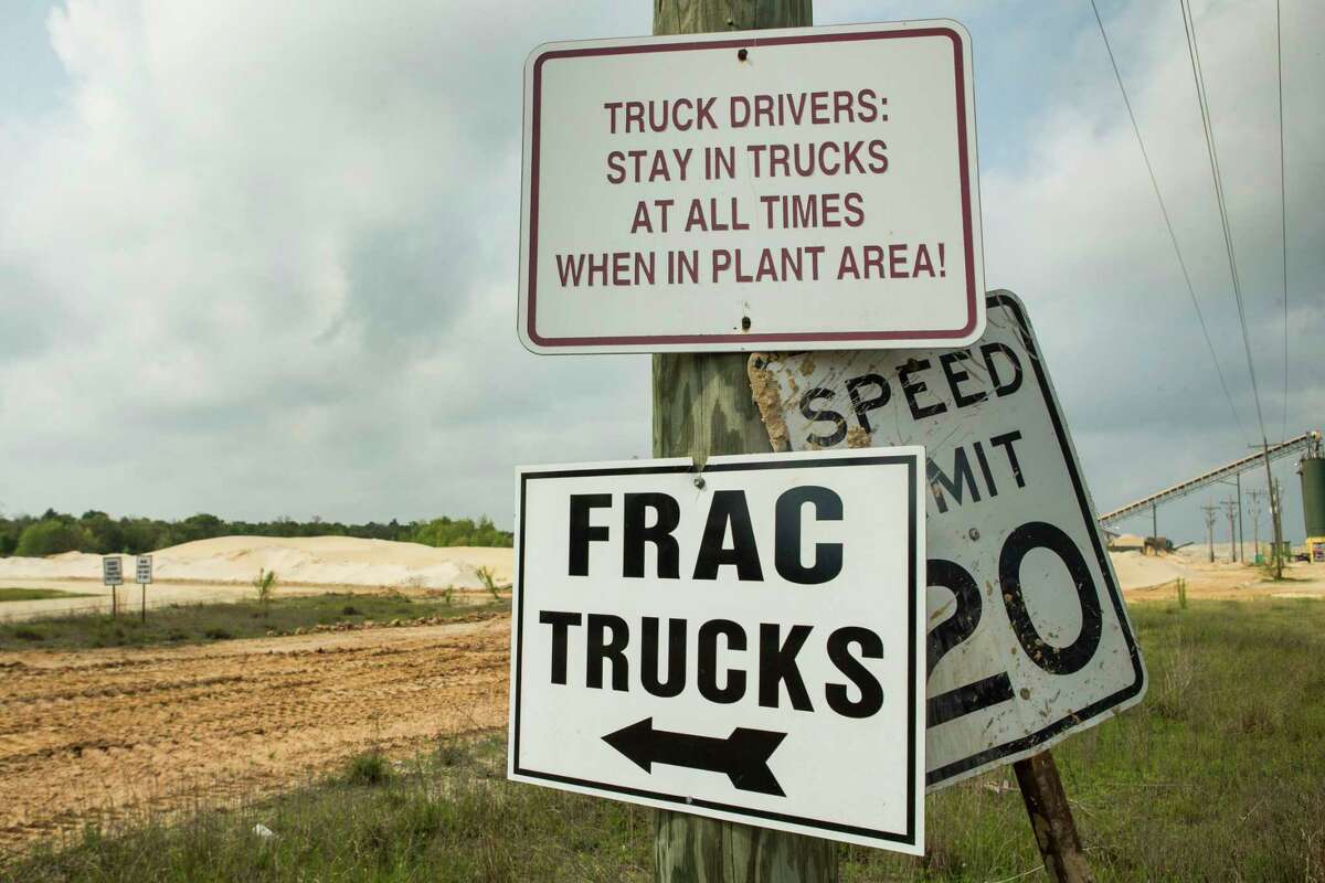 A sign pointing the way to a sand loading site at the Superior Silica Sands sand mine is shown on Tuesday, March 28, 2017, in Kosse, Texas. Demand for sand is surging as oil and gas production in the Permian Basin is booming again. Not only is the need for more sand on the rise with the increase in oil and gas production in west Texas, but much more sand is being pumed into each well now withi the emerging thesis that more sand equals more oil extracted. ( Brett Coomer / Houston Chronicle )