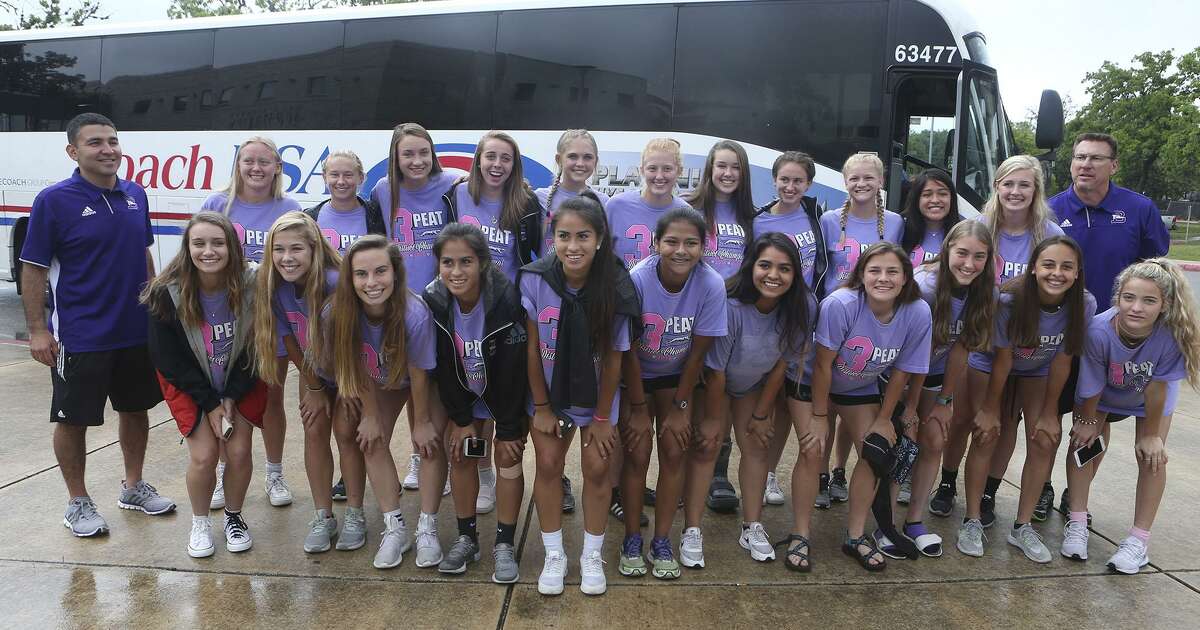 Members of the Boerne High School girls soccer team pose for picture Tuesday April 11, 2017 at a send-off event at Boerne High School. The team plays Wednesday at the UIL Class 4A state tournament in Georgetown.