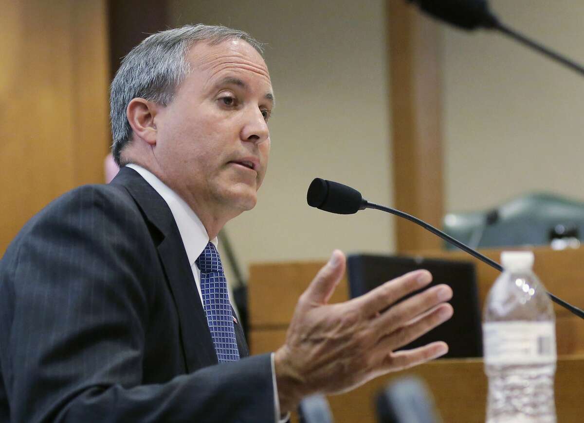 In this July 29, 2015, file photo, Texas Attorney General Ken Paxton speaks during a hearing in Austin, Texas. 