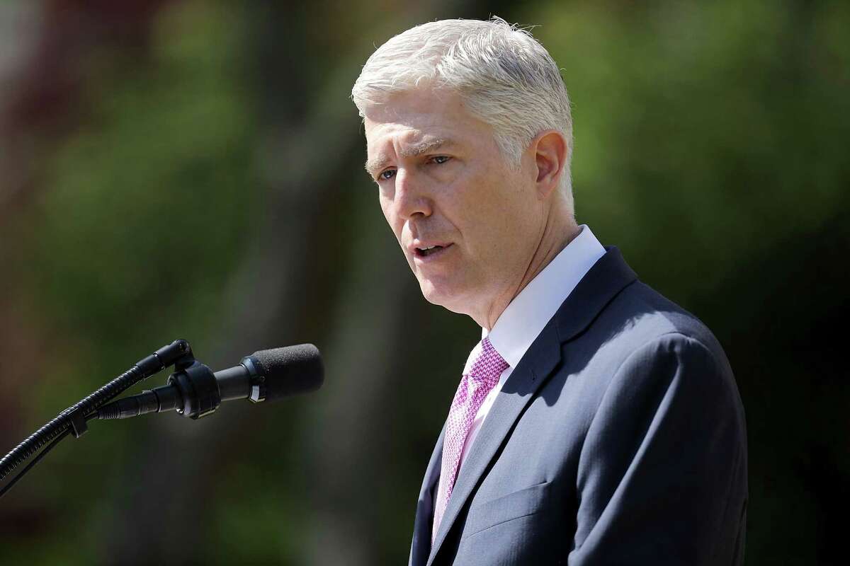 WASHINGTON, DC - APRIL 10: U.S. Supreme Court Associate Justice Neil Gorsuch delivers remarks after taking the judicial oath during a ceremony in the Rose Garden at the White House April 10, 2017 in Washington, DC. Earlier in the day Gorsuch, 49, was sworn in as the 113th Associate Justice in a private ceremony at the Supreme Court. (Photo by Chip Somodevilla/Getty Images)