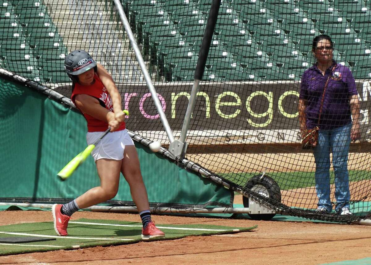 Kayla Escobar won the 14 & under group at the MLB Jr. Home Run Derby on Saturday at Uni-Trade Stadium and advances to the regional competition.