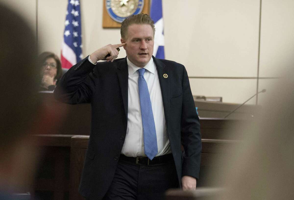 File Photo-Prosecutor Jason Goss delivers opening remarks to members of the jury during the trial of Miguel Martinez for the January 2015 murder of Laura Carter, Wednesday, Feb. 8, 2017, in the 437th District Court in San Antonio. (Darren Abate/For the San Antonio Express-News)