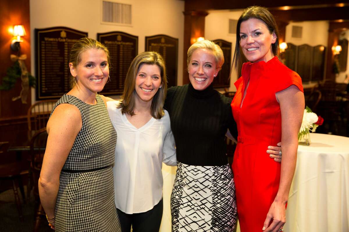 Pitch Your Peers founders Dara Johnson, Rachael LeMasters, Nina Lindia and Brooke Bohnsack pose for a photo at the first annual pitch contest at the Innis Arden Golf Club in Greenwich, Conn on Wednesday, November 30, 2016.