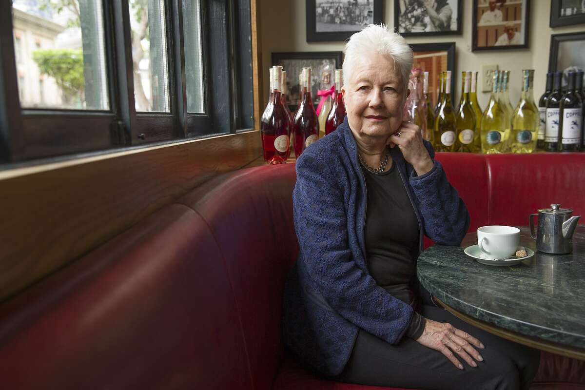 Eleanor Coppola sits for a portrait at Cafe Zoetrope on Wednesday, April 12, 2017, in San Francisco, Calif.