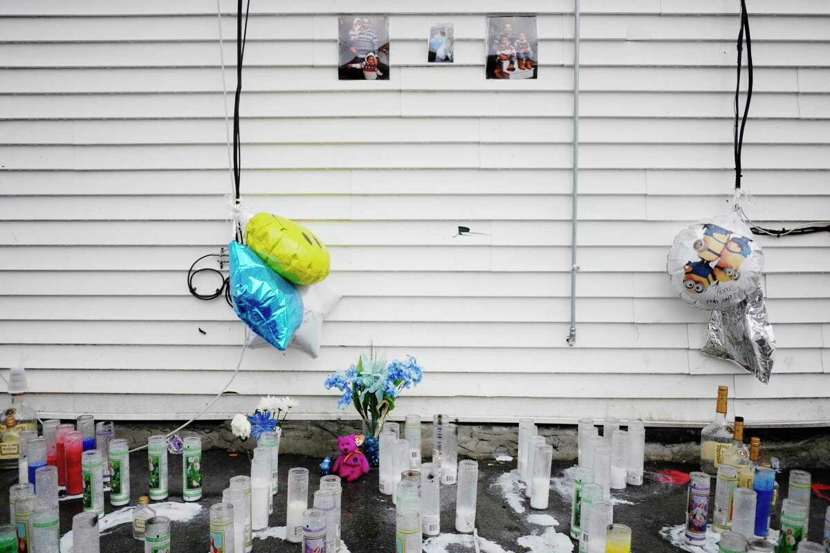 A memorial set up for Christopher J. Hardy is seen near the intersection of First Street and Quail Street on Wednesday, April 12, 2017, in Albany, N.Y. Hardy was shot on Saturday. (Paul Buckowski / Times Union)