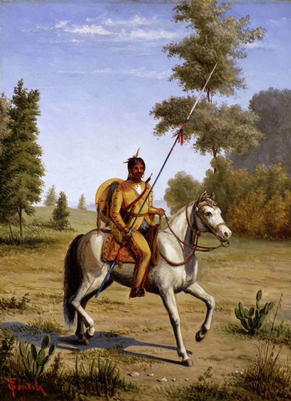 Painting of Comanche Chief by Theodore Gentilz, ca. 1890s