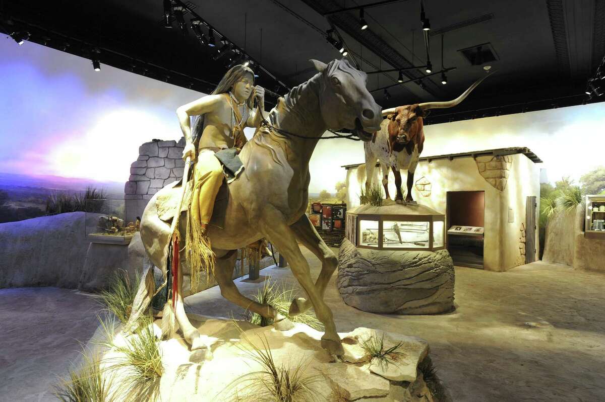 A figure of a Comanche hunter and warrior is on display in the South Texas Heritage Center. May 9, 2012.