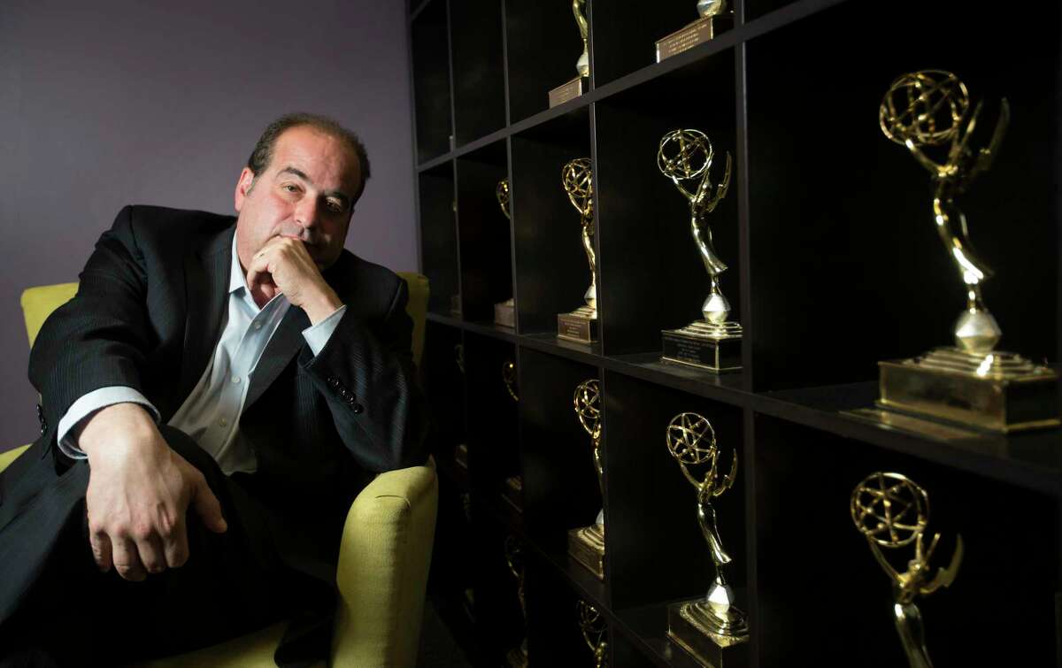 Former KTRK reporter Wayne Dolcefino sits near his Emmy awards that he received for investigative reporting at his office, Wednesday, Oct. 21, 2015, in Houston. Dolcefino reported a 1991 story that many said cost state Rep. Sylvester Turner the mayor's race. (Cody Duty / Houston Chronicle)